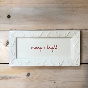 Merry Makers NWT "Merry and Bright" Serving Platter 15x7.5 Candy Cane